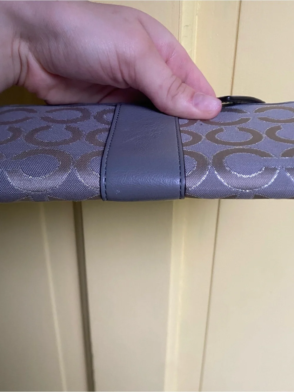 Coach Y2K Gray Wallet with Signature Jacquard & Leather Trim